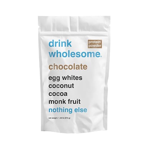 drink wholesome Chocolate Egg White Protein Powder | for Sensitive Stomachs | Gut Friendly | Dairy Free | No Artificial Sweeteners or Stevia | Carnivore, Keto, Low Carb & Paleo | for Kids & Seniors
