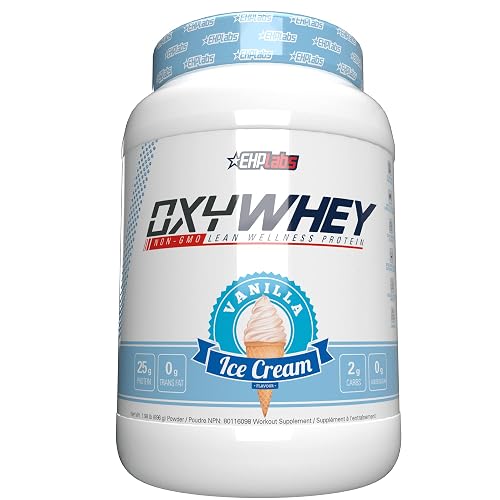 EHP Labs OxyWhey Whey Protein Powder Protein Shake - 25g of Whey Protein Isolate Meal Replacement Shake, Non-GMO, Post Workout Protein Shakes, Isolate Protein Powder - 27 Serves (Vanilla Ice-Cream)