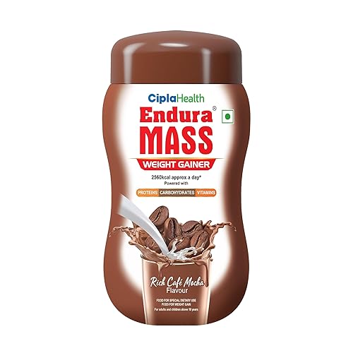 Endura Mass Weight Gainer Powder 550 G Cafe Mocha Flavour|Unique Blend Of 3 Sources Of Protein,Carbs,Vitamins & Essential Minerals|For Children Above 10 Years,Men,Women & Athletes,1 count,33 Servings
