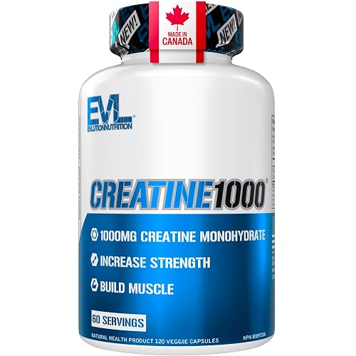 EVL Creatine Monohydrate Capsules - 60 Servings - Unflavored