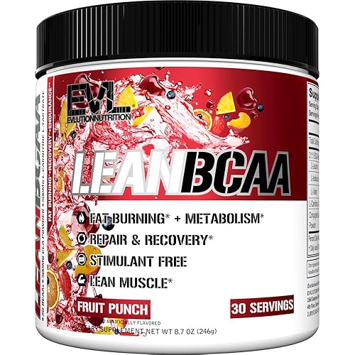 Evlution Nutrition Lean BCAA, BCAA’s, CLA and L-Carnitine - 30 Servings (Fruit Punch)
