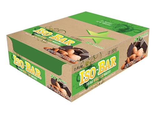 Fit Stars Iso-Bar Almond Chocolate Chunk, protein bar, VEGETARIAN, nutrition bar, 27g protein, whole food with organic ingredients. 80g x 12 count, net 960g. Made in Canada.