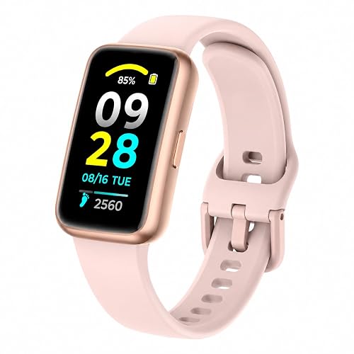 Fitness Tracker Health Watch, 1.47" Step Counter with 24/7 Heart Rate Blood Oxygen Sleep Monitor, 3ATM Waterproof Smart Watch for Women Men, Pedometer Gold Pink