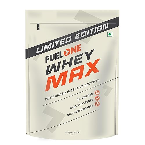 FUELONE Whey Max (Rich Chocolate, 1kg / 2.2lbs), 27g Protein | Whey Protein Concentrate & Whey Protein Isolate