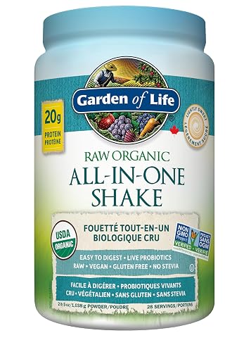 Garden of Life Raw All-in-One Shake, Lightly Sweet, 1038g, 28 Servings, 20g Plant Protein with 44 Superfoods, 21 Vitamins and Minerals for Daily Nutrition and Muscle Support
