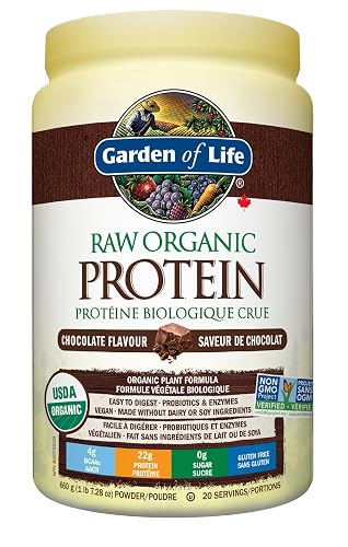 Garden of Life Raw Organic Protein, Chocolate, 664g. Packed with 22 Grams of Certified Organic Plant Protein, including organic peas grown and processed in Canada.