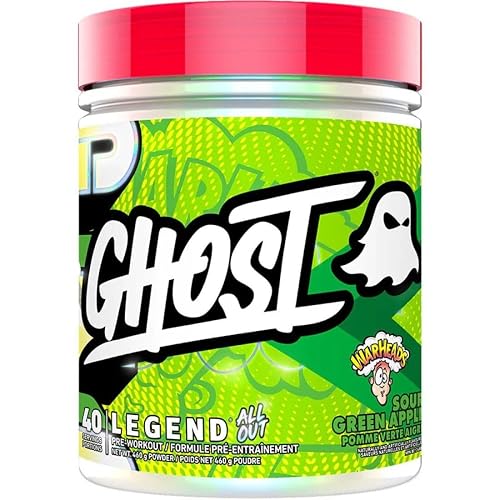 Ghost Legend All Out Pre Workout Powder | Increased Energy, Pumps, Focus | L-Citrulline, Beta Alanine, Beta Alanine Blend | Vegan, Gluten Free, Sugar Free | 40 Servings, 400g (Sour Green Apple)