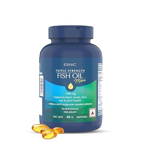 GNC 1500 Mg Triple Strength Fish Oil Mini Omega 3 Softgels For Men & Women| 60 Mini Softgels|540 MG EPA & 360 MG DHA|Improves Memory|Protects Vision|No Fishy Burps|For Men & Women |Formulated In USA