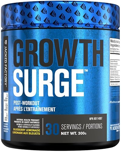 Growth Surge Post Workout Recovery Drink - Daily Muscle Building Supplement with Creatine Monohydrate Powder, Betaine, L-Carnitine L-Tartrate - 30 Servings, Blueberry Lemonade