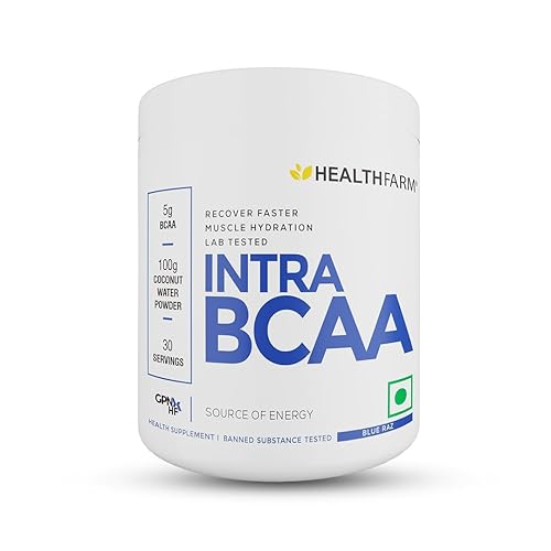 Healthfarm Intra BCAA Powder Amino Acids Supplement - 30 Servings - Sugar-Free Intra, Post & Pre Workout Amino Powder & Recovery Drink (Blue Raz)