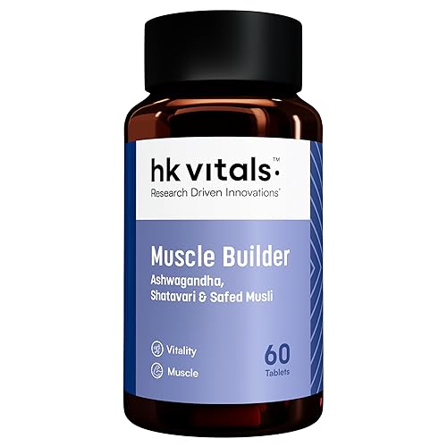 hk vitals Muscle Builder (60 Tablets) | Blend of Ashwagandha, Shatavari and Safed Musli | For Immunity, Muscle Strength and Vitality