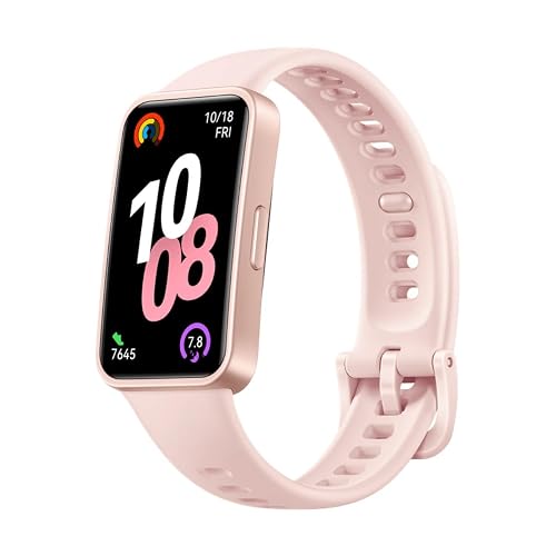 HUAWEI Band 10, Slim Polymer Material Case, Comfort Wristband, Professional Sleep Analysis, AI-Powered Fitness Tracking, Fast Charging, Compatible with Android & iOS, Rose
