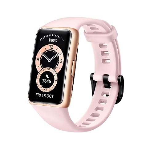 Huawei Band 6 Fitness Tracker Smartwatch for Men Women, 1.47’’ AMOLED Color Screen, All Day Spo2 and Heart Rate Monitoring,2 Week Battery Life,5ATM Waterproof, Global Version,Pink