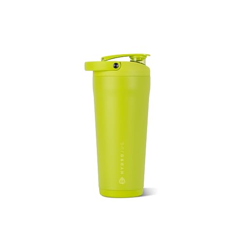 HydroJug 24 oz New Stainless Steel Shaker – Insulated, Leakproof, BPA-Free with Silent Mixing Grate – No Clumps, No Noise – Premium Shaker for Fitness, Sports & Everyday Use, Lemon Lime