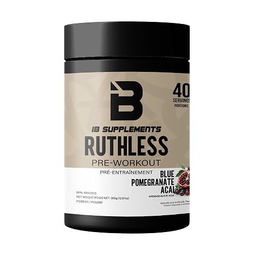 Iron Brothers Ruthless High Stim Pre Workout Powder for Men/Women - Boosts Energy & Muscle Pump - Creatine Free Preworkout Powder w/Beta Alanine & Dual Caffeine - Pomegranate Acai - 40 Servings