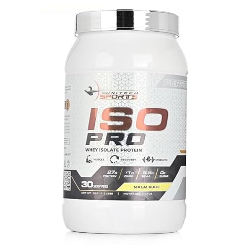 ISO Pro Whey Isolate Protein Powder 1kg (Malai Kulfi) | 27g Protein, 5.5g BCAA, Zero Sugar | Fast Absorption Whey Protein Powder for Muscle Gain, Recovery & Lean Muscle Building