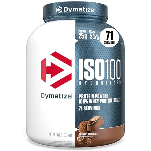 ISO100 Hydrolyzed Protein Powder by Dymatize, Gourmet Chocolate, 100% Whey Isolate Protein Powder (25g), Gluten Free, 71 Servings, 2.3 kg