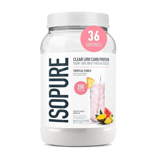 ISOPURE INFUSIONS, Refreshingly Light Fruit Flavored Whey Protein Isolate Powder, “Shake Vigorously & Infuses in a Minute”, Tropical Punch, 36 Servings, 31.7 Oz