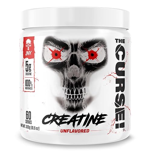 JNX SPORTS The Curse! Creatine Monohydrate Powder, Pure Micronized Formula, 5g Per Serving, Strength and Muscle Support, Convenient Daily Fitness Supplement – Unflavored – 300g – 60 Servings