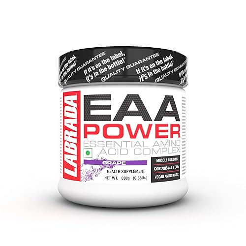 Labrada EAA Power Essential Amino Acid Complex, Grape, 300g (30 Servings | 6.56g EAAs | Muscle Building | Vegan)