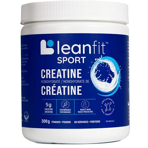 LEANFIT CREATINE MONOHYDRATE Powder, Unflavoured - Creatine Supplement for Increased Muscle Mass, Enhanced Energy & Improved Performance - Informed Choice Certified, Micronized & Pharmaceutical Grade Creatine, Gluten-Free, Vegan - 5g Creatine Per Serving, 60 Servings, 300g Tub