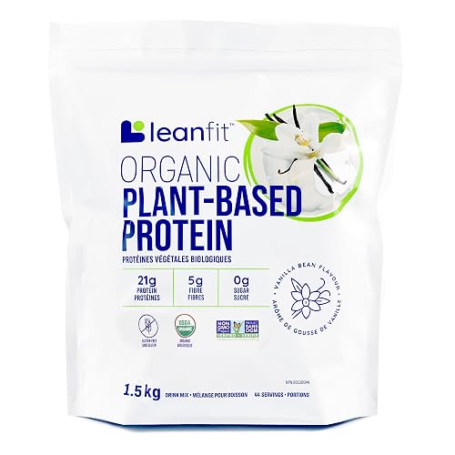 LEANFIT ORGANIC PLANT-BASED PROTEIN, Natural Vanilla - Vegan, Soy Free, Gluten Free, Dairy Free, Sugar Free - 21g Protein, 44 Servings, 1.5kg Bag