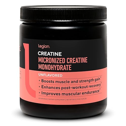 LEGION Micronized Creatine Monohydrate Supplement - Clean Creatine Powder for Muscle Gain & Post Workout Recovery - Micronized Creatine Supplement for Maximum Absorption (60 Servings, Unflavored)