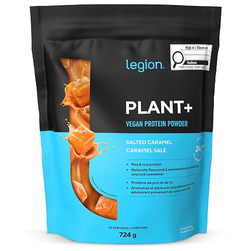 LEGION Plant+ Vegan Protein Powder, Rice and Pea, Plant Based Protein Blend. Gluten Free, GMO Free, Naturally Sweetened and Flavored, 20 Servings, 2 Lbs (Salted Caramel)