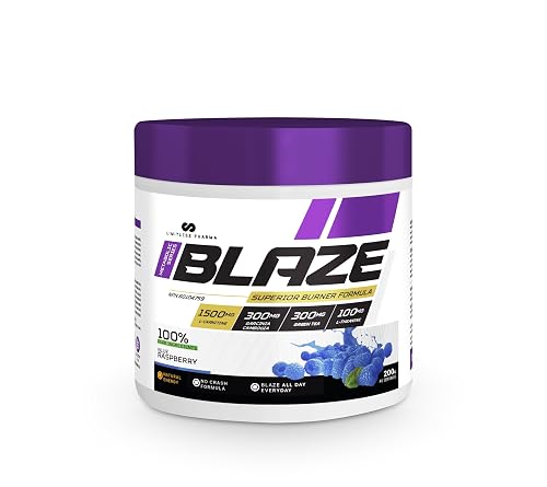 Limitless Pharma Blaze Thermogenic Fat Burner | Fat Metabolism Support, Weight Management, Increased Energy, Endurance | L-Carnitine, Garcinia Cambogia, Green Tea, Caffeine | 40 Servings (Blue Raspberry)