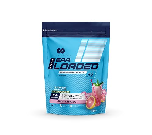 Limitless Pharma EAA Loaded Amino Acids Powder | EAA + BCAA Intra Workout Supplement with Electrolytes & L Carnitine | Muscle Recovery, Hydration, Energy | Sugar Free, 40 Servings (Pink Lemonade)