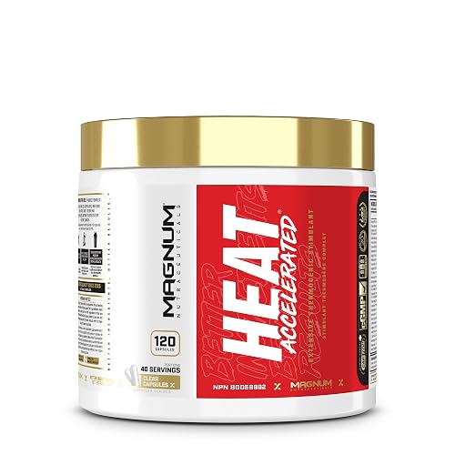 Magnum HEAT ACCELERATED Thermogenic Fat Burner | 7 Natural Caffeine Sources, No Crash | Metabolism, Fat Utilization & Energy Support | Rhodiola & Ginseng Adaptogen Blend | 120 Capsules