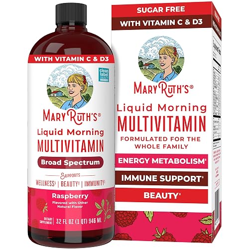 MARYRUTH'S Liquid Morning Multivitamin for Women, Men & Kids, 32 Servings | Vitamin A C D E B6 B12 Biotin Zinc, Beauty, Vegan, Non-GMO, Gluten Free