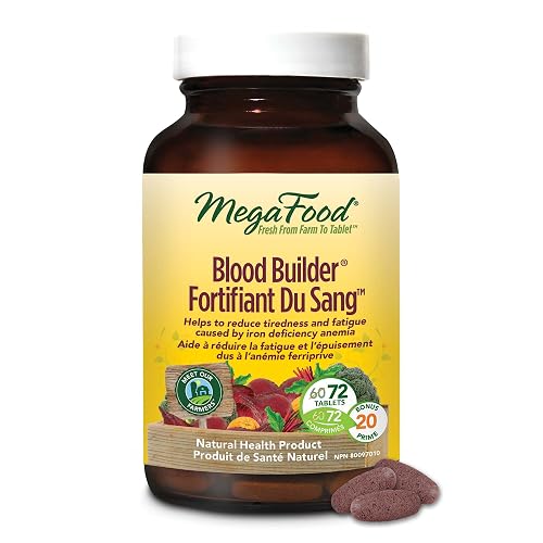 MegaFood Blood Builder - Vegan Iron Supplements with Vitamin C, Folic Acid, Vitamin B12, Beet Root - Iron Supplement for Anemia Prevention - 72 Tablets