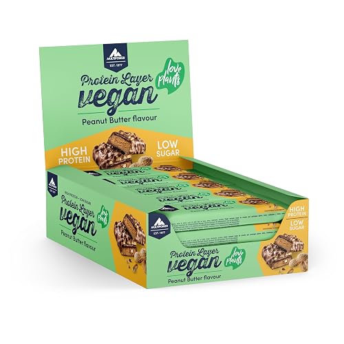 Multipower Vegan Protein Layer Bar, Plant-Based High-Protein Snack, Low Calorie Format, Individually Wrapped, Ideal for Active Lifestyle Nutrition and Fitness Support – Peanut Butter – 15 × 55g