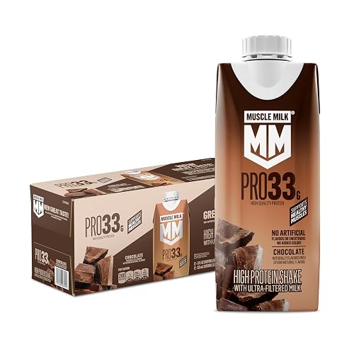 Muscle Milk Pro Liquid High Protein Shake, Chocolate, 11 Fl Oz (Pack of 12) | Ultra Filtered Milk, 33g Protein, 3g Sugar, 200 Calories, No Artificial Flavors, No Artificial Sweeteners, No Added Colors