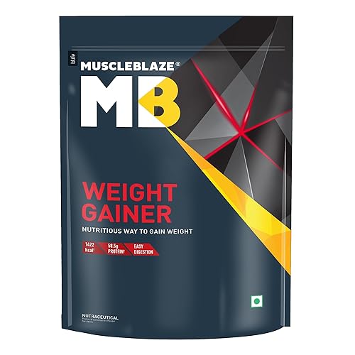 MuscleBlaze Weight Gainer Powder with Added Digezyme, Chocolate (10 Servings, 1kg / 2.2lbs) | 12g Protein, 72g Carbs Per Scoop