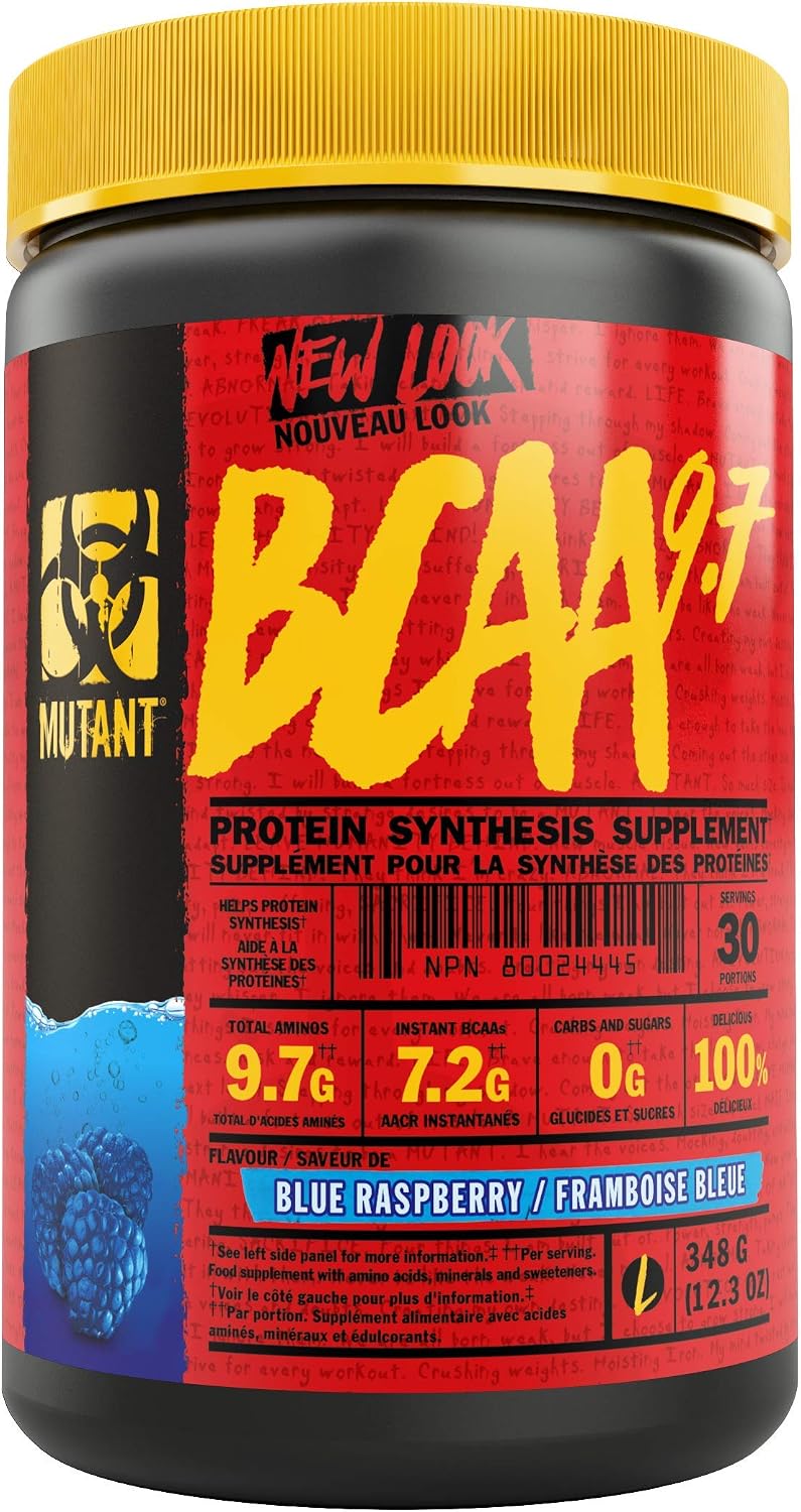 MUTANT BCAA 9.7 Supplement BCAA Powder with Micronized Amino Acid and Electrolyte Support Stack, (348g), Blue Raspberry