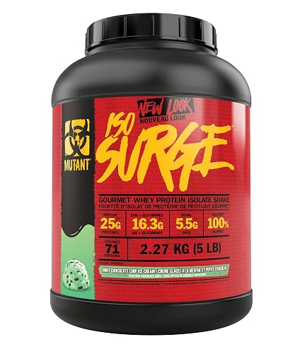 MUTANT ISO SURGE | Pure whey protein Isolate powder, low carb, low fat, digestive enzyme boosted - Mint Chocolate Ice Cream - 2.27 kg