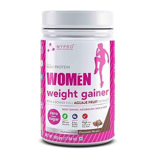 Mypro Sport Nutrition High Protein Women Weight Gainer For Increase Muscle With Full Power With (24 Vital Nutrients,3 Best Qaulity Protien) For Women (Chocolate - 500Gm)