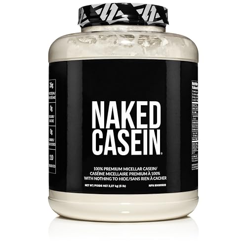 NAKED Casein - 5Lb Micellar Casein Protein Powder - Bulk, Zero Carb, NSF Certified, GMO-Free, Gluten Free, Soy Free, Preservative Free - Stimulate Muscle Growth - Enhance Recovery - 76 Servings