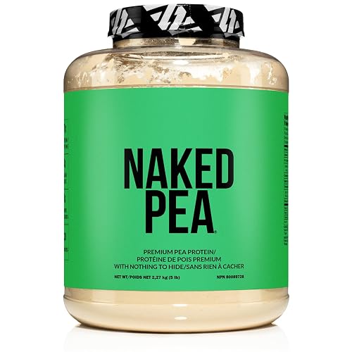 NAKED PEA - 100% Pea Protein Isolate from North American Farms - 5lb Bulk, Plant Based, Vegetarian & Vegan Protein. All 9 Essential Amino - Easy to Digest - Speeds Muscle Recovery - NSF Certified - Non-GMO - No Preservatives - Gluten Free, Lactose Free, Soy Free - 76 Servings