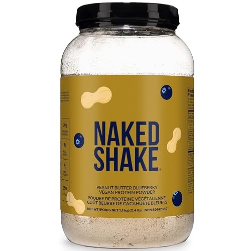 Naked Shake – Peanut Butter Blueberry Protein Powder, Plant Based Protein from US & Canadian Farms with MCT Oil, Gluten-Free, Soy-Free, No GMOs or Artificial Sweeteners – 30 Servings