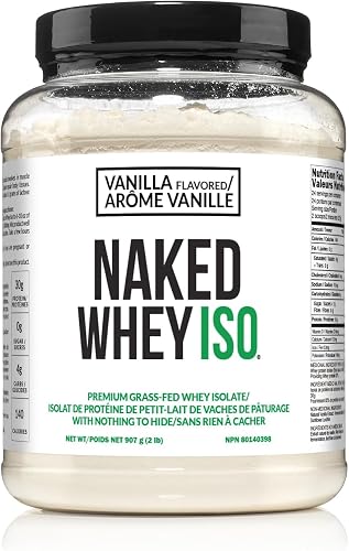 NAKED Vanilla Whey Isolate Protein - Only 4 Ingredients, 30g Grass-Fed Protein, Undenatured, No GMO, No Soy, Gluten-Free, No Preservatives - 24 Servings