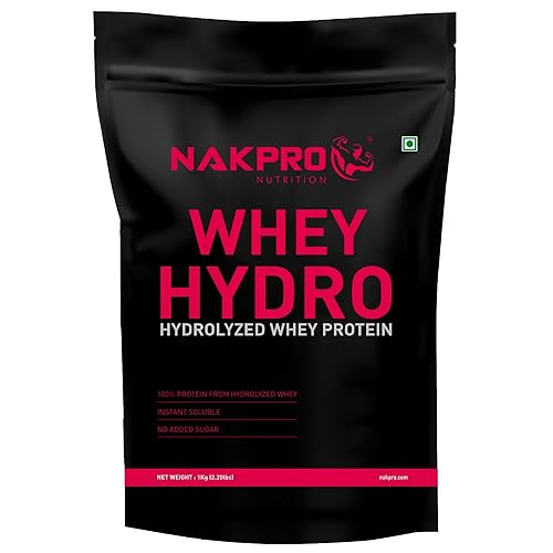 NAKPRO HYDRO Whey Protein Hydrolyzed | Easy Mixing, Low Carbs, Easy Digesting Whey Protein Supplement Powder for Men, Women & Athletes | 1 Kg (Chocolate-Double Rich)