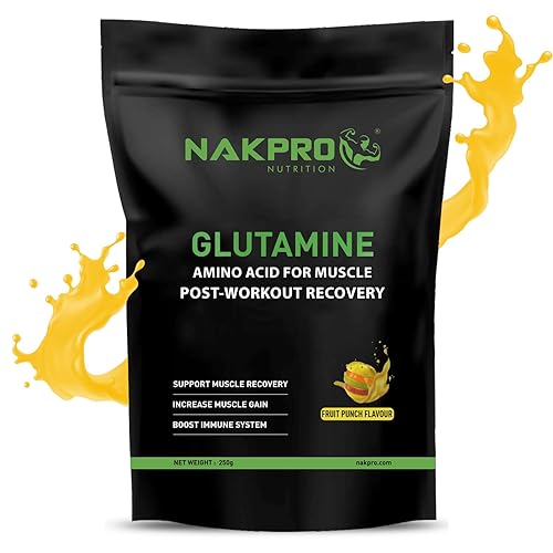 Nakpro L-Glutamine Powder | 4g Glutamine Per Serving, 50 Servings | Post Workout Amino Acid Supplement for Muscle Growth and Recovery (Unflavoured, 250g)