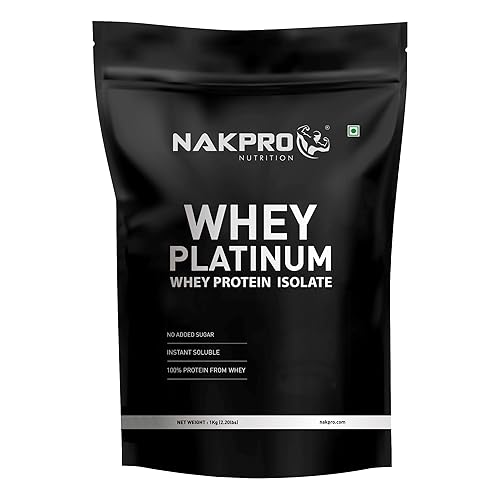 NAKPRO NUTRITION Platinum Whey Protein Isolate | 1kg Unflavoured | 31g Protein| Trustified Certified