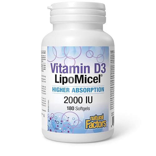 Natural Factors LipoMicel Vitamin D 2000 IU, 180 Softgels