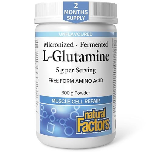 Natural Factors Micronized L Glutamine, 5g per Serving, 300g Powder