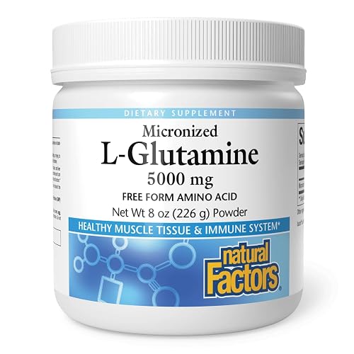 Natural Factors - Micronized L-Glutamine Powder Free Form Amino Acid - 300G g Powder - 5 g per serving.