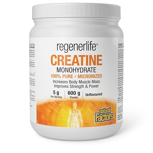 Natural Factors Pure Micronized Creatine Monohydrate Powder, 600 g